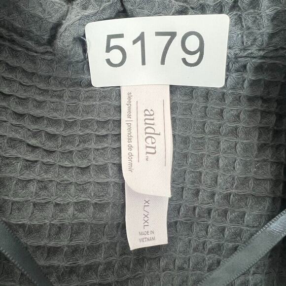 Auden Robe Women's XL/XXL Dark Gray Waffle Belted Split Neck Pouch Pockets - Picture 6 of 7